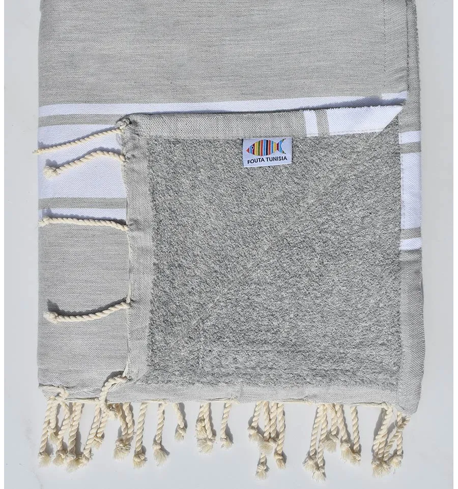 Fouta esponja gris muy claro y gris Fouta Tunisia - 1