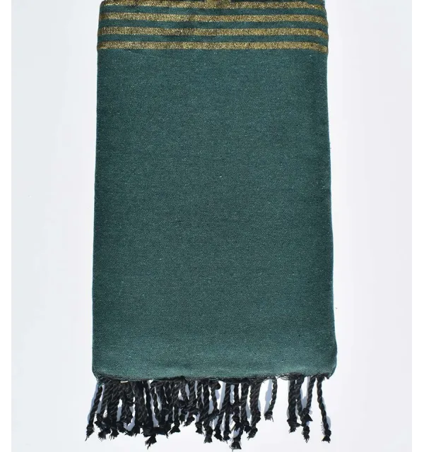 Toalla de playa gigante verde oscuro con lurex dorado Fouta Tunisia - 2