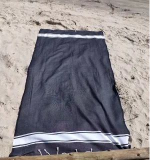 Toalla playa azul negro Fouta Tunisia - 1