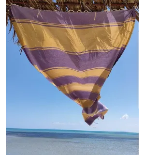 Toalla de playa RAF-RAF ocre amarillo y parma morado Fouta Tunisia - 2