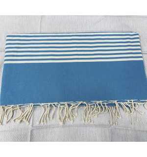 Toalla de playa gigante azul real con rayas 2.3m x 2.8m  - 1