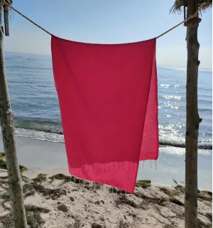 Toalla de playa NIDO DE ABEJA unido rosa caramelo Fouta Tunisia - 1