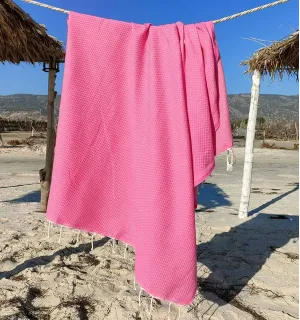 Fouta Toalla de playa unido chicle rosa Fouta Tunisia - 1 2