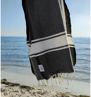 Toalla playa gris pizarra oscuro Fouta Tunisia - 2 2