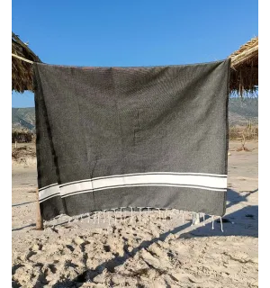 Toalla playa gris pizarra oscuro Fouta Tunisia - 2