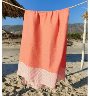 Toalla de playa de nido de abeja coral muy ligera Fouta Tunisia - 1