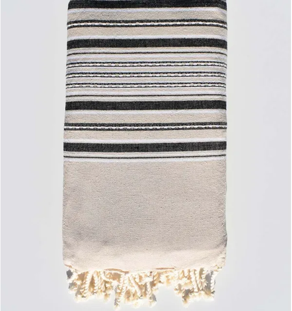 Toalla de playa grande beige vainilla Fouta Tunisia - 1