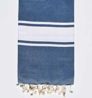 Hermosa fouta tejido liso azul cobalto Fouta Tunisia - 1