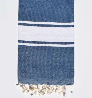 Hermosa fouta tejido liso azul cobalto Fouta Tunisia - 1