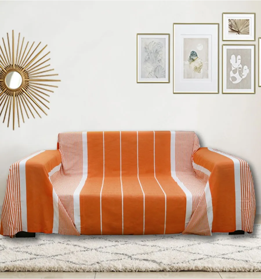 Fouta gigante naranja rayado blanco Fouta Tunisia - 1