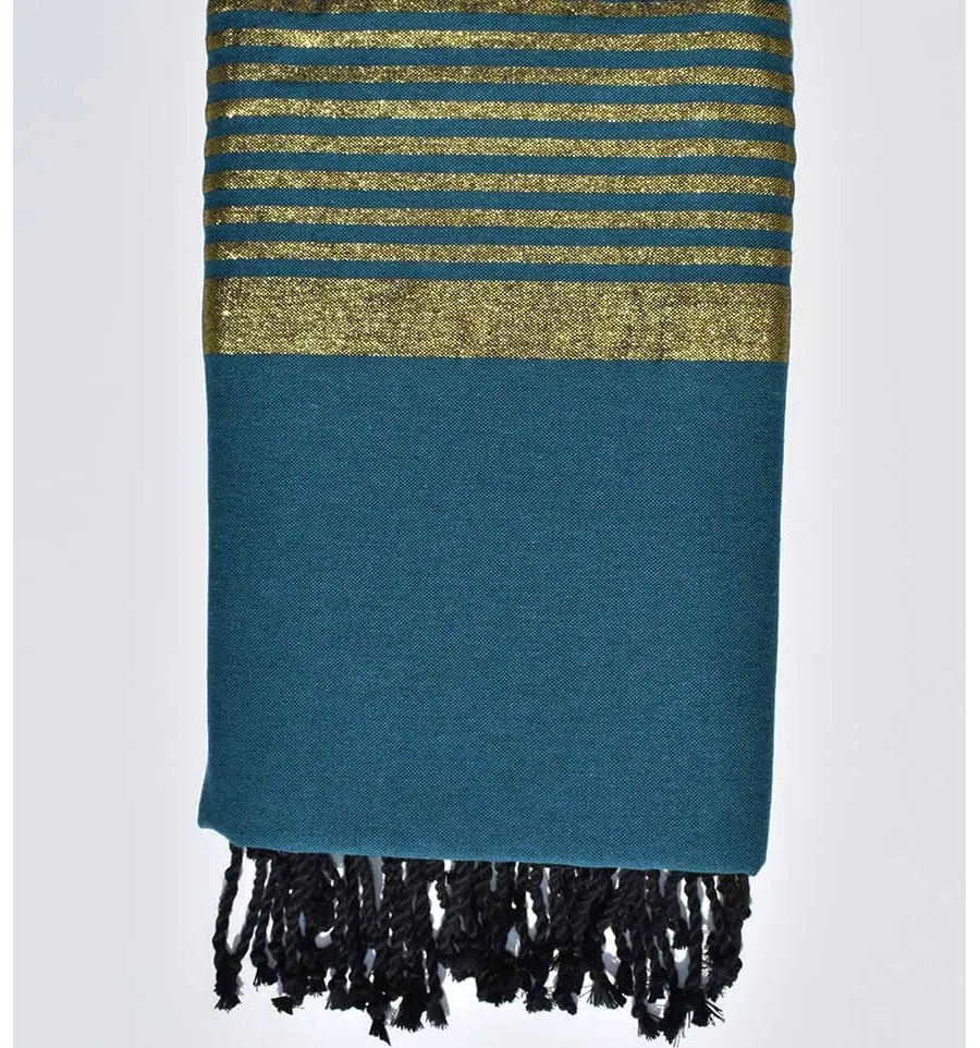 Toalla de playa gigante cobalto oscuro con lurex dorado Fouta Tunisia - 1