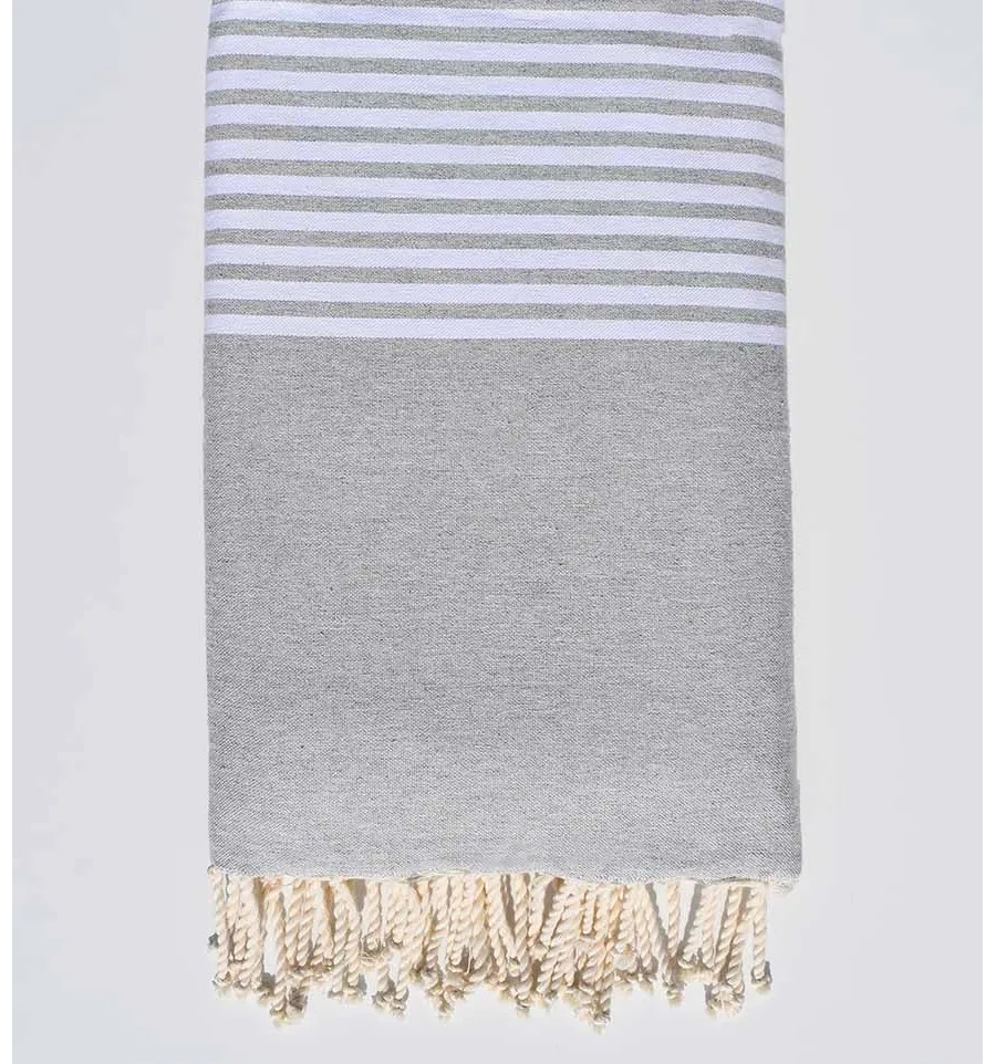 Toalla de playa gigante gris claro 1.90m*3m Fouta Tunisia - 1