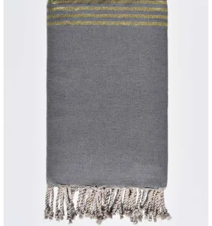 Toalla de playa gigante gris medio con lurex dorado Fouta Tunisia - 1