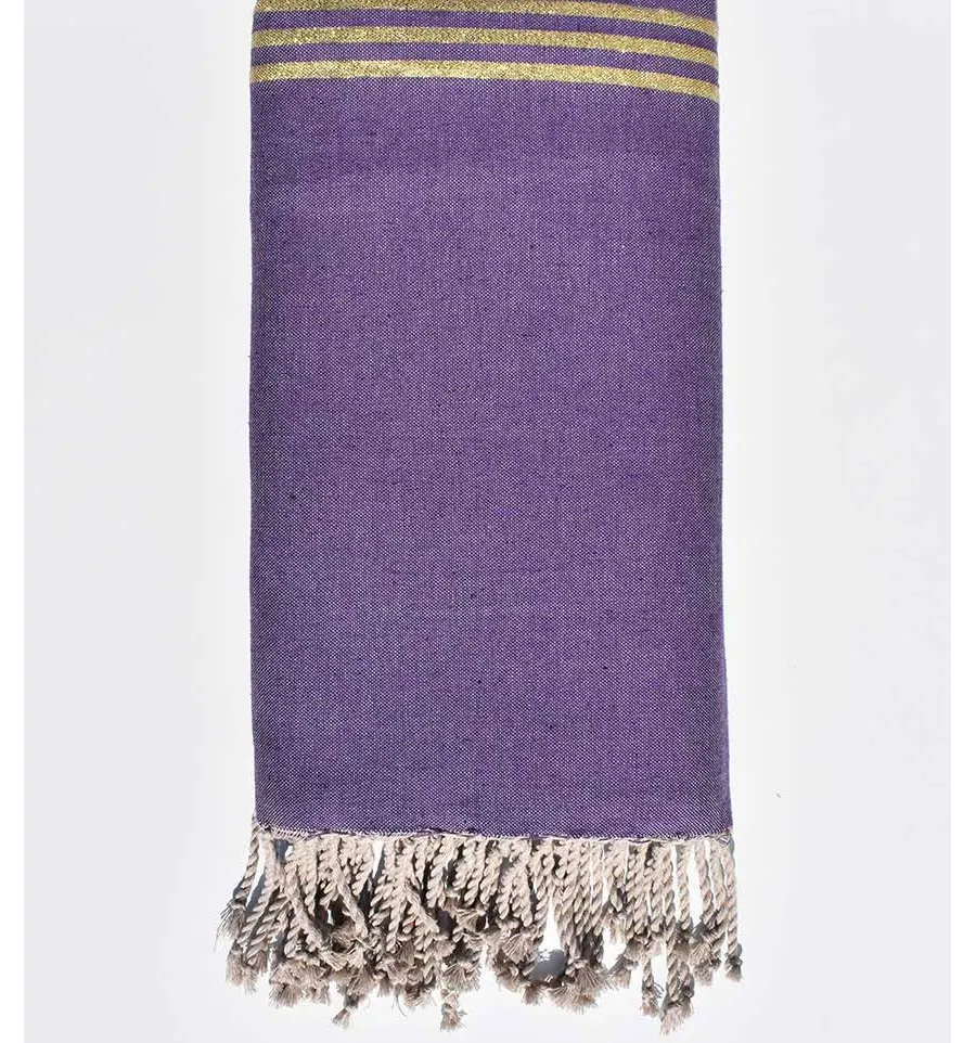 Toalla de playa gigante morado con lurex dorado Fouta Tunisia - 1