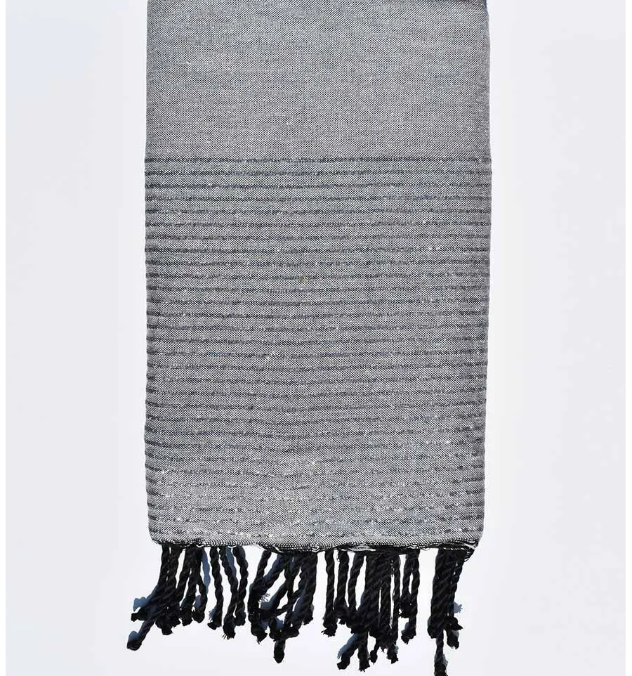 Toalla de playa gigante gris ratón con lurex plata Fouta Tunisia - 1