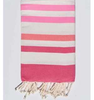 Toalla de playa rosa, blanco crema, rosa encarnado y rosa claro Fouta Tunisia - 1