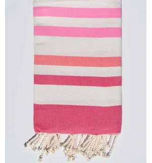 Toalla de playa rosa, blanco crema, rosa encarnado y rosa claro Fouta Tunisia - 1