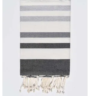 Toalla de playa gris negro, blanco crema, gris y gris claro Fouta Tunisia - 1