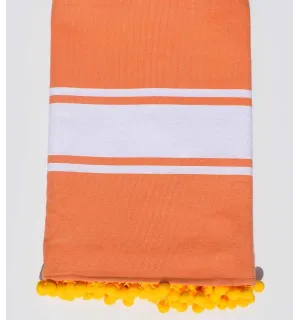 Toalla de playa naranja con pompones Fouta Tunisia - 1