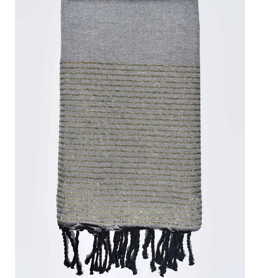 Toalla de playa gigante gris ratón con lurex dorado Fouta Tunisia - 1