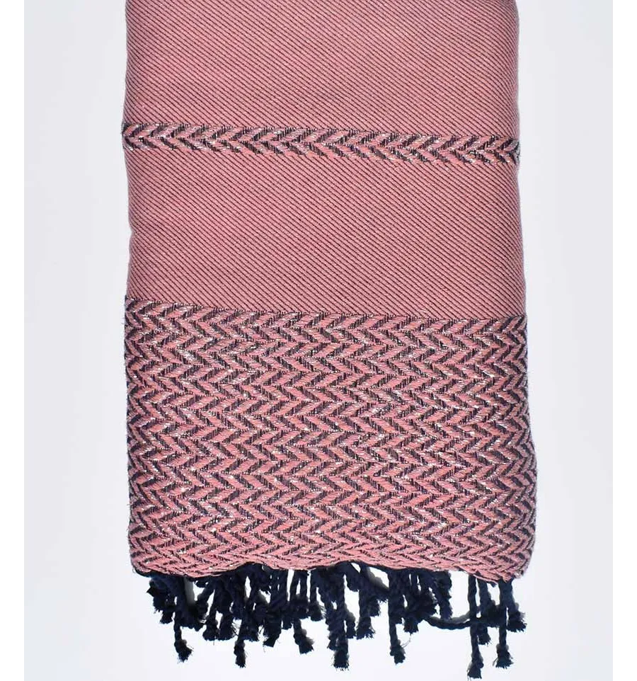 Manta para sofá rosa carmesí y azul oscuro Fouta Tunisia - 1