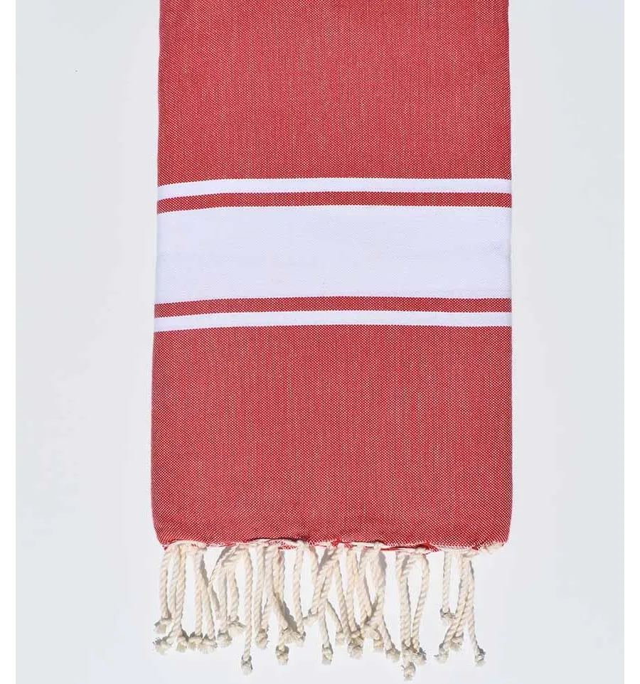 Toalla de playa rojo oscuro tejido plato Fouta Tunisia - 1