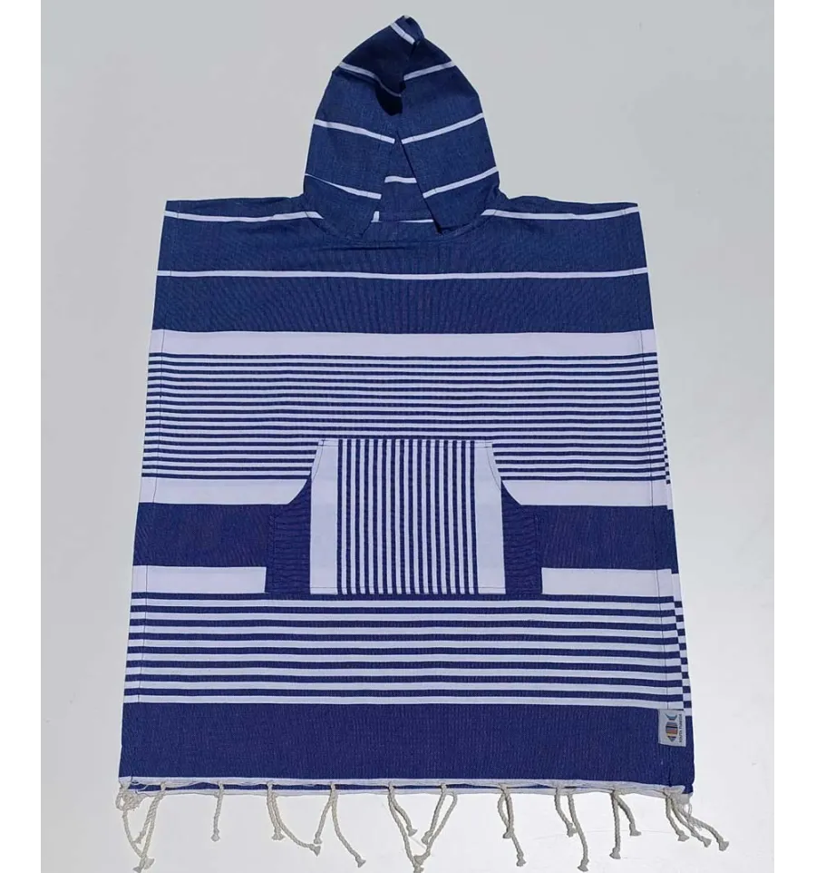 Poncho de playa infantil azul Fouta Tunisia - 1