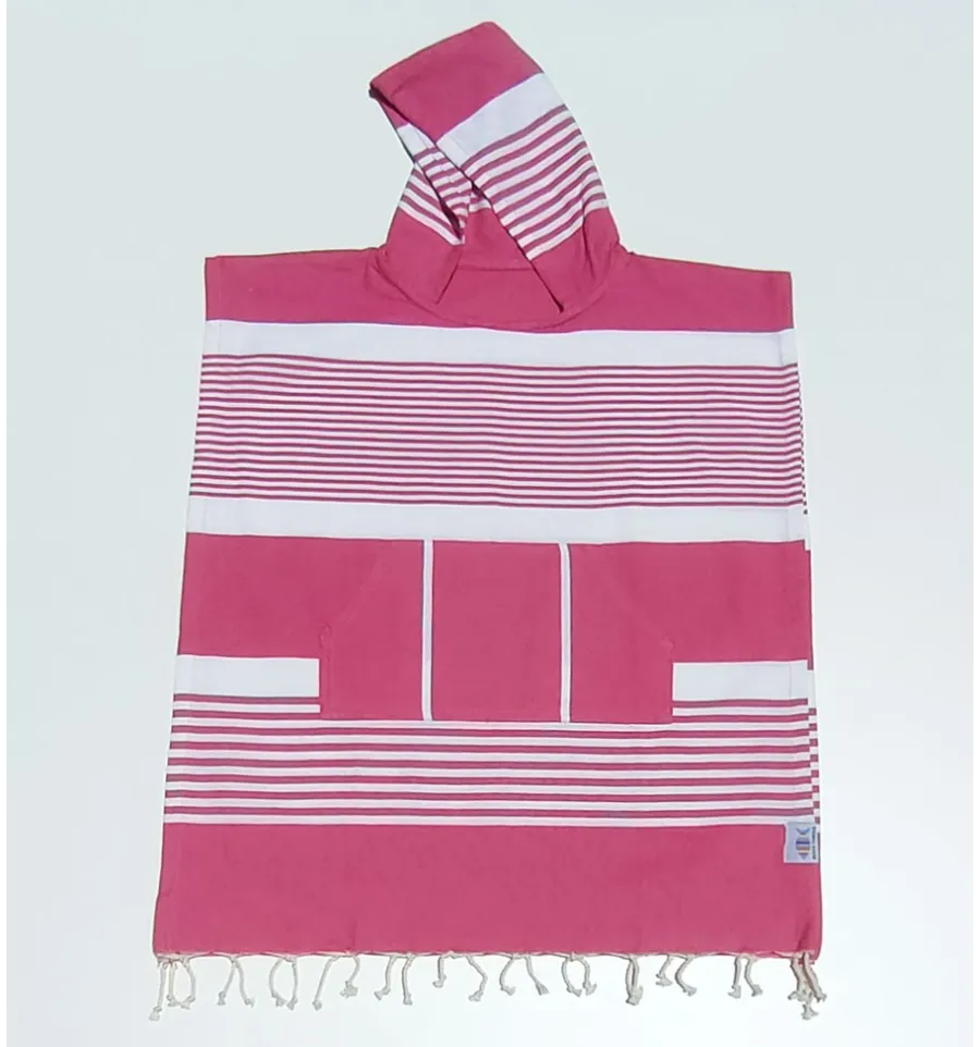 Poncho de playa infantil rosa fucsia Fouta Tunisia - 1