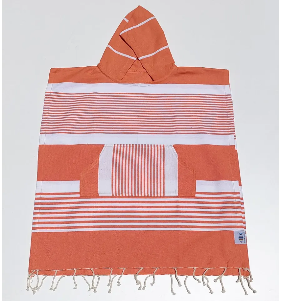 Poncho de playa infantil naranja Fouta Tunisia - 1