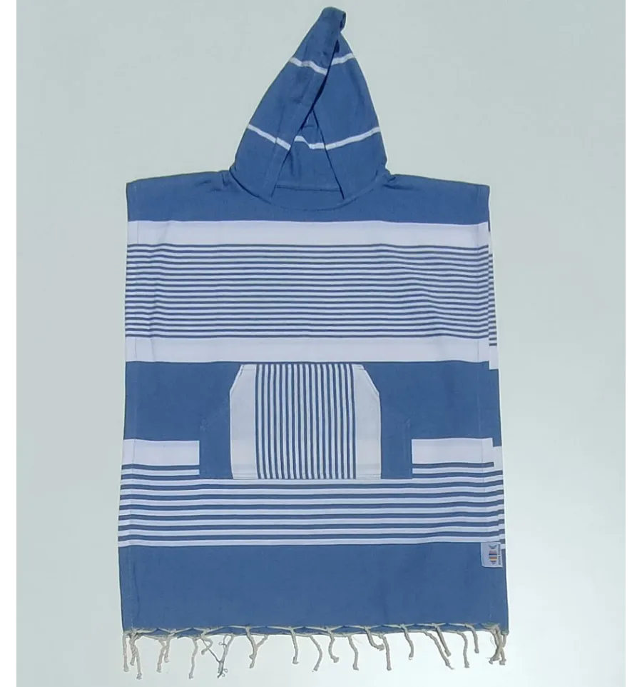 Poncho de playa infantil azul pastel Fouta Tunisia - 1