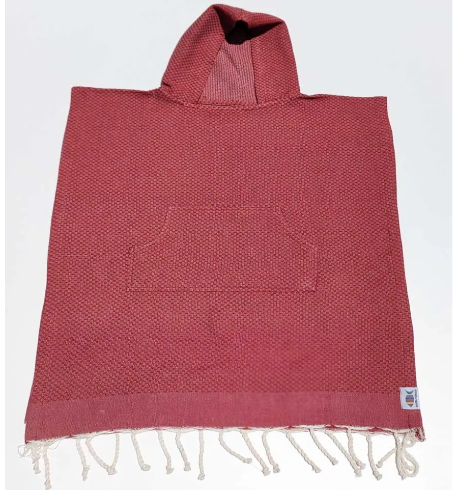 Poncho de playa infantil rojo terracota Fouta Tunisia - 1