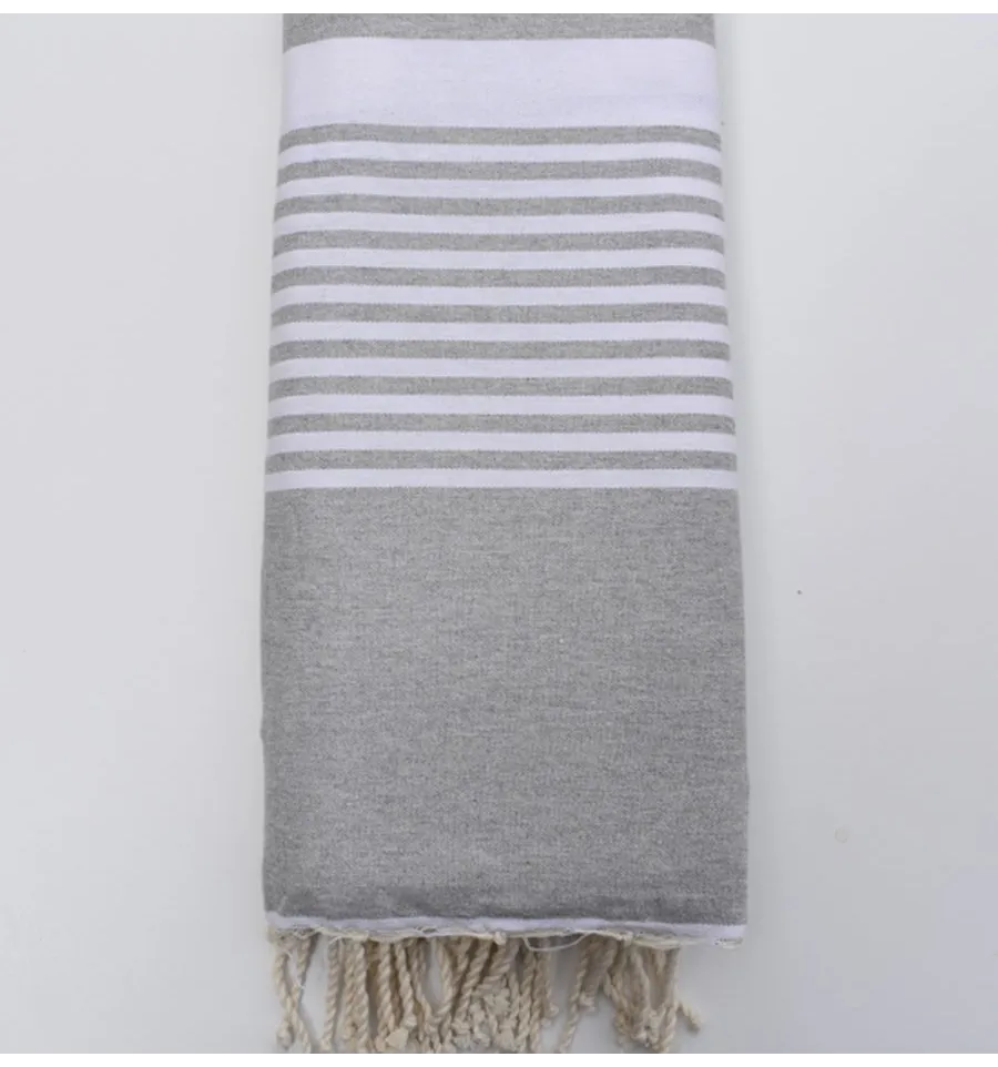 toalla de playa grande gris claro 1.5m*2.5m Fouta Tunisia - 4