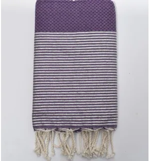 Toalla de playa nido de abeja violeta con lurex Fouta Tunisia - 1