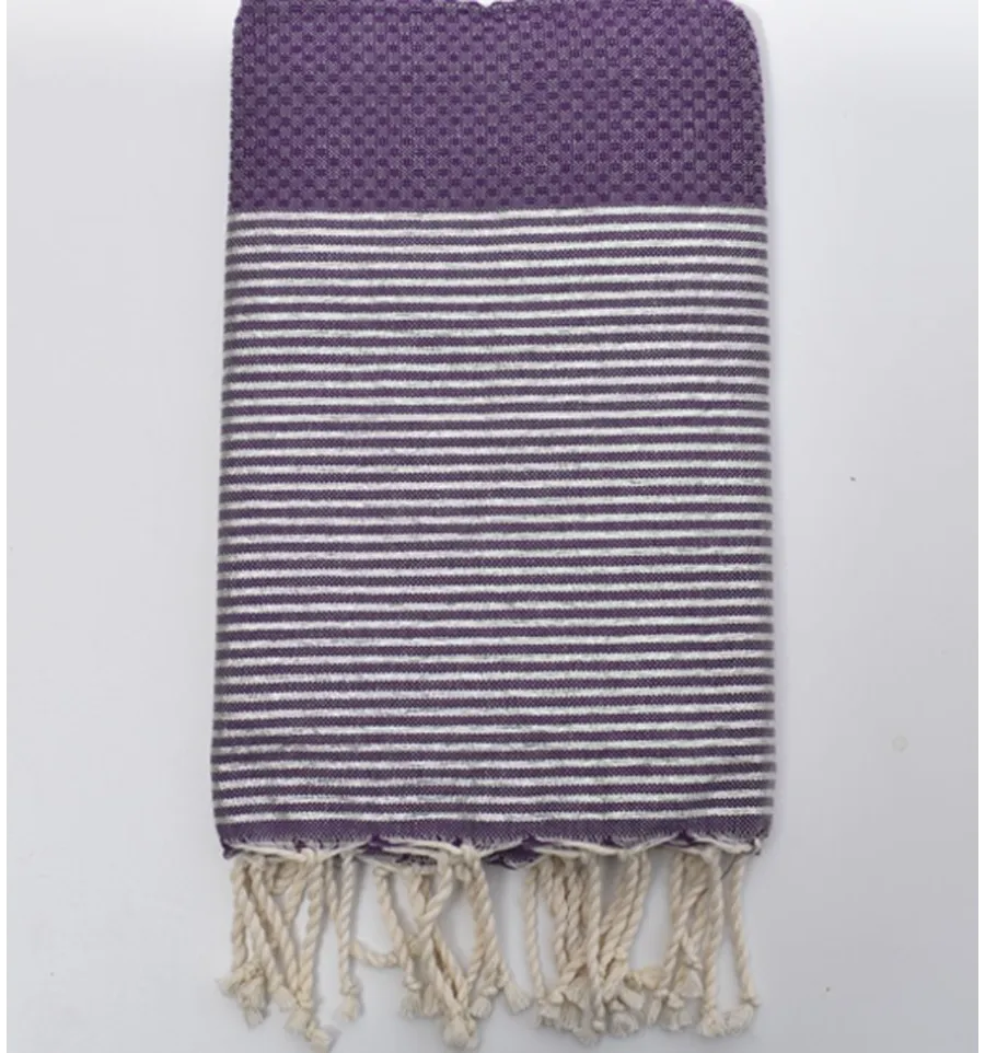 Toalla de playa nido de abeja violeta con lurex Fouta Tunisia - 1