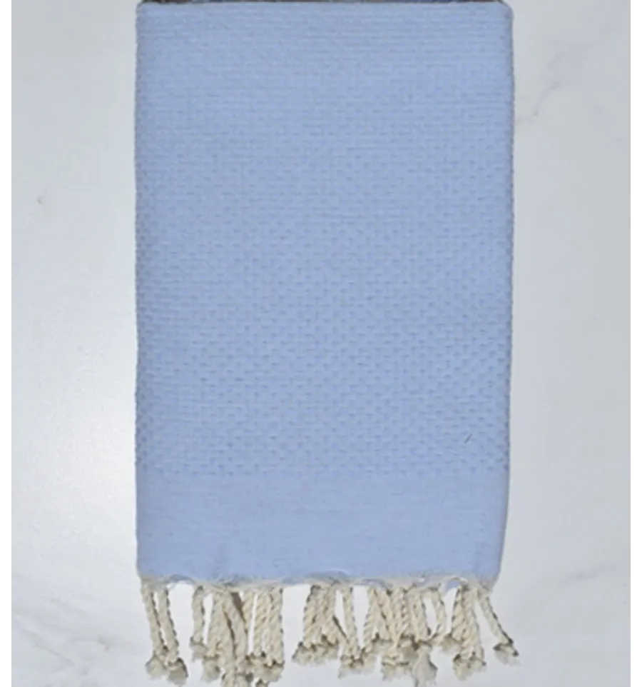 FOUTA nido de abeja sólida azul celeste Fouta Tunisia - 1