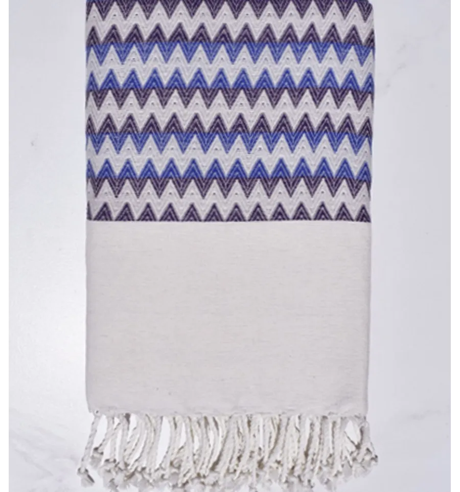 Fouta zigzag crudo, púrpura y azul Fouta Tunisia - 1