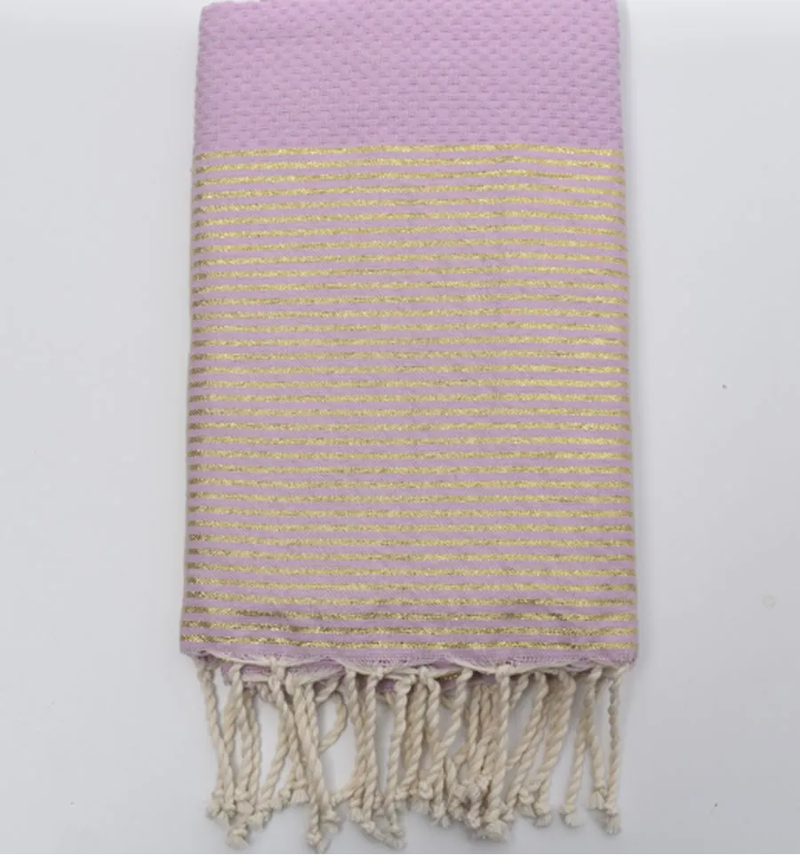 Toalla de playa nido de abeja rosa angora con lurex Fouta Tunisia - 1