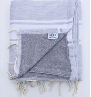 Toalla de playa gris claro forrada con esponja gris Fouta Tunisia - 1