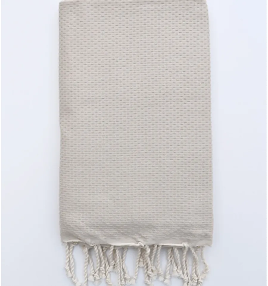 FOUTA  nido de abeja sólida beige Fouta Tunisia - 1