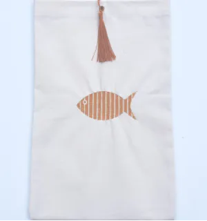 Bolsa beige claro bordado con pompón óxido Fouta Tunisia - 1 2