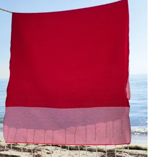 Toalla de playa nido de abeja rojo claro Fouta Tunisia - 1