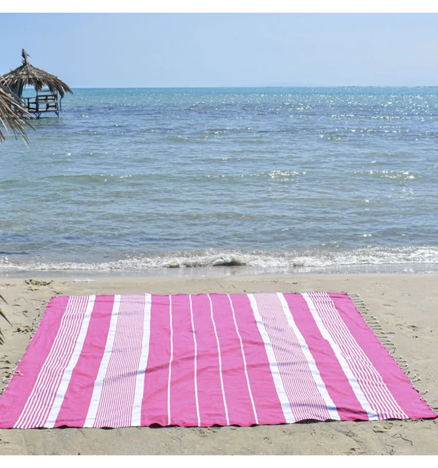 Toalla de playa Gigante rosa caramelo Fouta Tunisia - 1