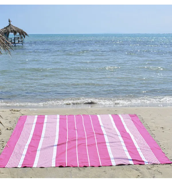 Toalla de playa Gigante rosa caramelo Fouta Tunisia - 1