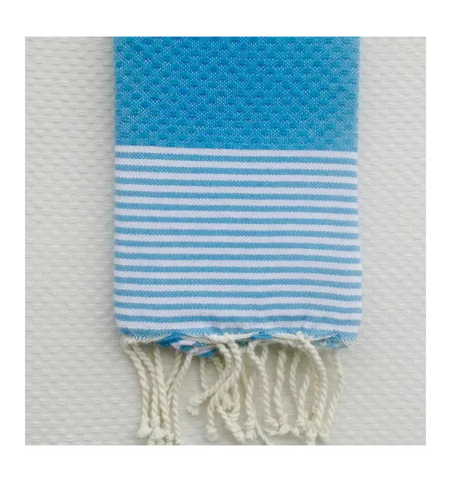 Servilleta mediana azul celeste con rayas Fouta Tunisia - 1