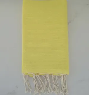 FOUTA nido de abeja sólida amarillo limón Fouta Tunisia - 1