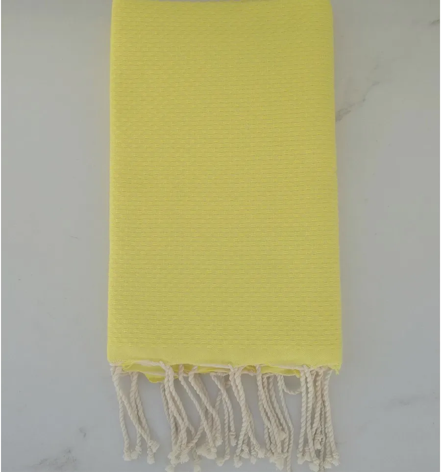 FOUTA nido de abeja sólida amarillo limón Fouta Tunisia - 1