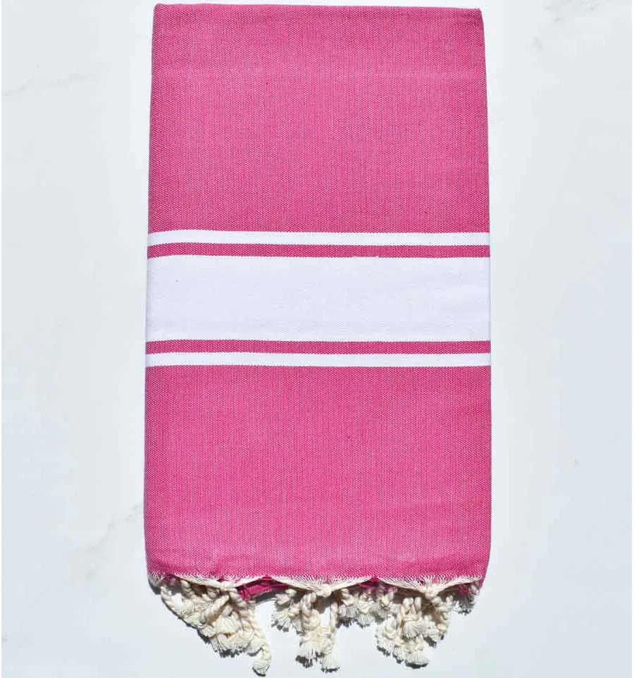 Toalla de playa rosa magenta oscuro Fouta Tunisia - 1