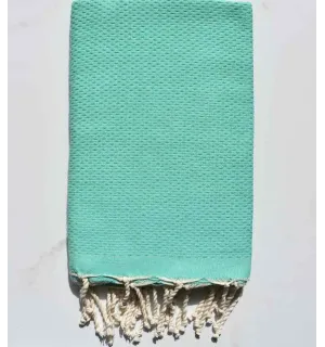 FOUTA nido de abeja sólida verde turquesa Fouta Tunisia - 1