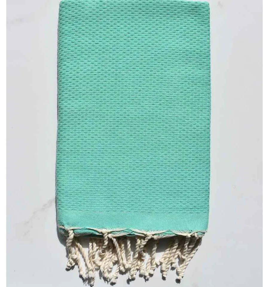 FOUTA nido de abeja sólida verde turquesa Fouta Tunisia - 1