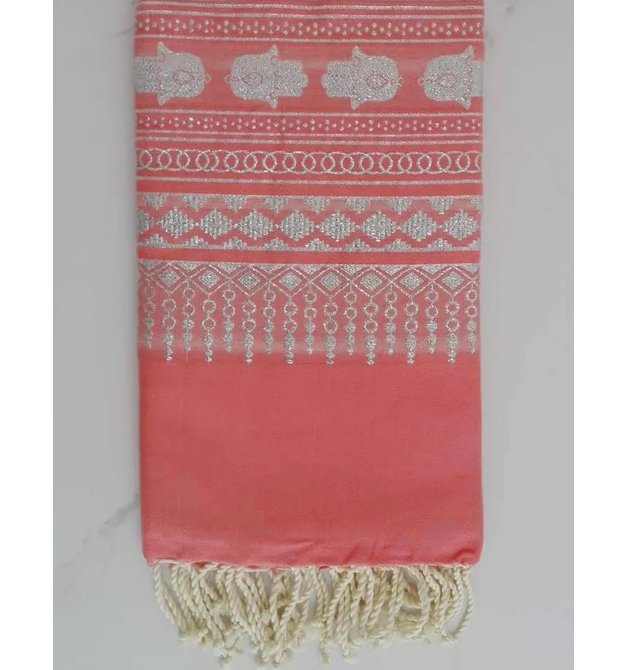 FOUTA KHOMSA Saumon rose 